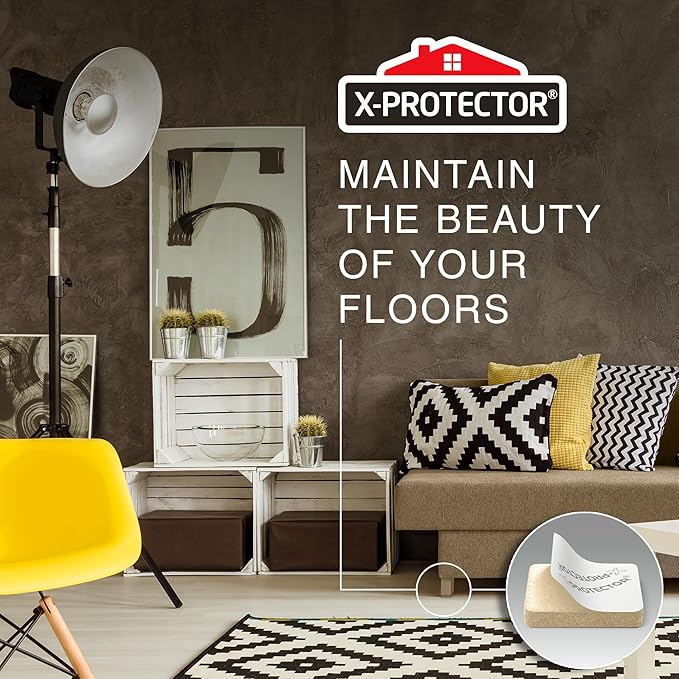 X - PROTECTOR Felt Furniture Pads - 48 PCS 1" - Felt Pads Floor Protectors - Chair Felt Pads - Felt Pads for Furniture Feet - Furniture Pads for Hardwood Floors - Protect Your Floors! (Beige, Square) | Furniture Pads - TrueDesk