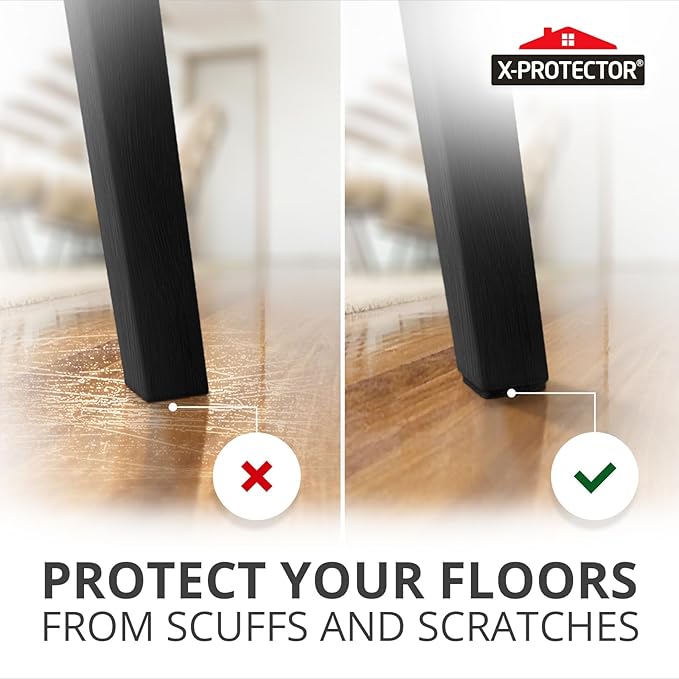 X - PROTECTOR Felt Furniture Pads - 48 PCS 1" - Felt Pads Floor Protectors - Chair Felt Pads - Felt Pads for Furniture Feet - Furniture Pads for Hardwood Floors - Protect Your Floors! (Black, Square) | Furniture Pads - TrueDesk