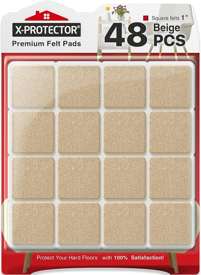 X - PROTECTOR Felt Furniture Pads - 48 PCS 1" - Felt Pads Floor Protectors - Chair Felt Pads - Felt Pads for Furniture Feet - Furniture Pads for Hardwood Floors - Protect Your Floors! (Beige, Square) | Furniture Pads - TrueDesk