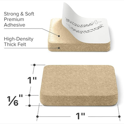 X - PROTECTOR Felt Furniture Pads - 48 PCS 1" - Felt Pads Floor Protectors - Chair Felt Pads - Felt Pads for Furniture Feet - Furniture Pads for Hardwood Floors - Protect Your Floors! (Beige, Square) | Furniture Pads - TrueDesk