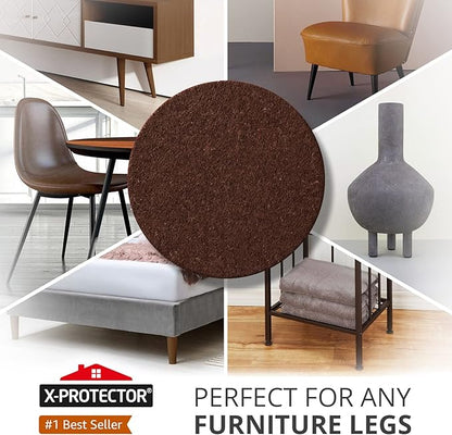 X - PROTECTOR Felt Furniture Pads - 56 PCS 3/4" Floor Protectors for Chair and Furniture Feet - Protect Your Hardwood Floors! (Brown, Round) | Furniture Pads - TrueDesk