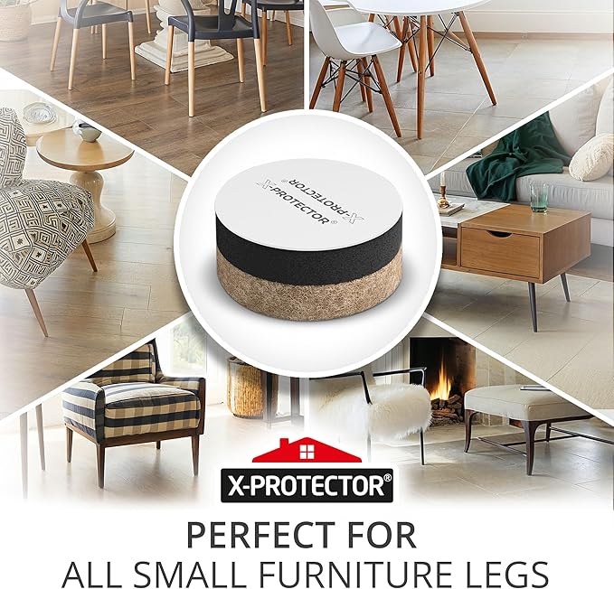 X - Protector Felt Furniture Sliders for Hardwood Floors 24 PCS 1” - Self - Adhesive Furniture Slider - Heavy - Duty Furniture Movers for Hard Surfaces - Felt Sliders - Move Your Furniture Easily! | Furniture Sliders - TrueDesk