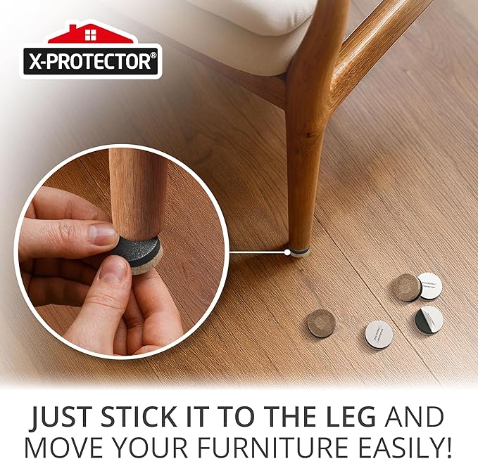 X - Protector Felt Furniture Sliders for Hardwood Floors 24 PCS 1” - Self - Adhesive Furniture Slider - Heavy - Duty Furniture Movers for Hard Surfaces - Felt Sliders - Move Your Furniture Easily! | Furniture Sliders - TrueDesk