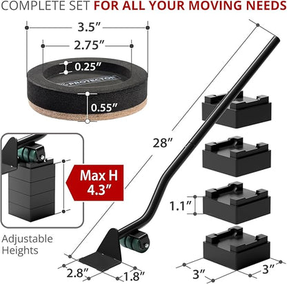 X - Protector Felt Furniture Sliders for Hardwood Floors & Furniture Lifter Tool Set - 4 PCS 3 1/2" Sliders for Furniture with Furniture Jack. Move Your Furniture Easily with Premium Furniture Movers! | Furniture Sliders - TrueDesk