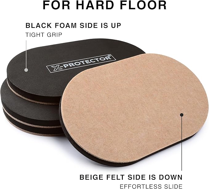 X - Protector Felt Furniture Sliders Hardwood Floors - 4 PCS 6" x 3 1/2" Furniture Sliders - Heavy Duty Felt Sliders Hard Surfaces – Move Your Furniture Easily & Safely! | Furniture Sliders - TrueDesk