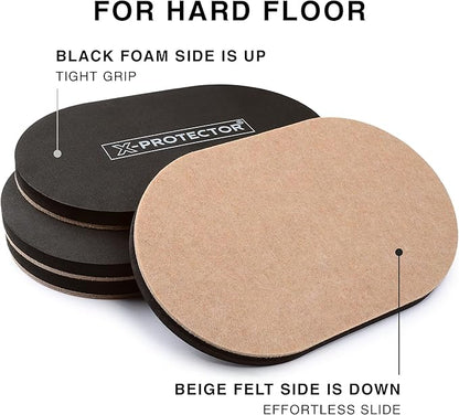 X - Protector Felt Furniture Sliders Hardwood Floors - 4 PCS 6" x 3 1/2" Furniture Sliders - Heavy Duty Felt Sliders Hard Surfaces – Move Your Furniture Easily & Safely! | Furniture Sliders - TrueDesk
