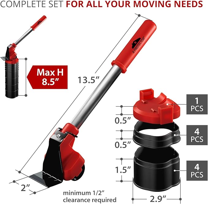 X - Protector Furniture Lifter Tool - Premium Furniture Jack Lifter Tool to Lift Furniture Easily - Appliance Lifter with 8.5" Adjustable Height - Ideal Jack to Lift Furniture Easily with Minimal Effort | Furniture Sliders - TrueDesk