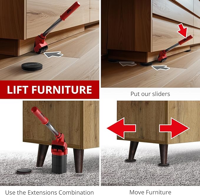 X - Protector Furniture Lifter Tool - Premium Furniture Jack Lifter Tool to Lift Furniture Easily - Appliance Lifter with 8.5" Adjustable Height - Ideal Jack to Lift Furniture Easily with Minimal Effort | Furniture Sliders - TrueDesk