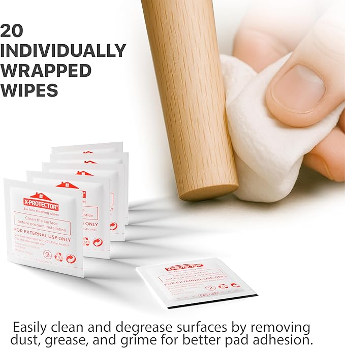 X - Protector Furniture Pads Preparation Set - Includes Metal File, Microfiber Cloth & 20 Cleaning Wipes - Furniture Surface Prep Kit for Easy Installation of Furniture Pads! | Furniture Pads - TrueDesk