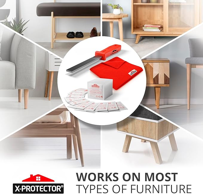 X - Protector Furniture Pads Preparation Set - Includes Metal File, Microfiber Cloth & 20 Cleaning Wipes - Furniture Surface Prep Kit for Easy Installation of Furniture Pads! | Furniture Pads - TrueDesk
