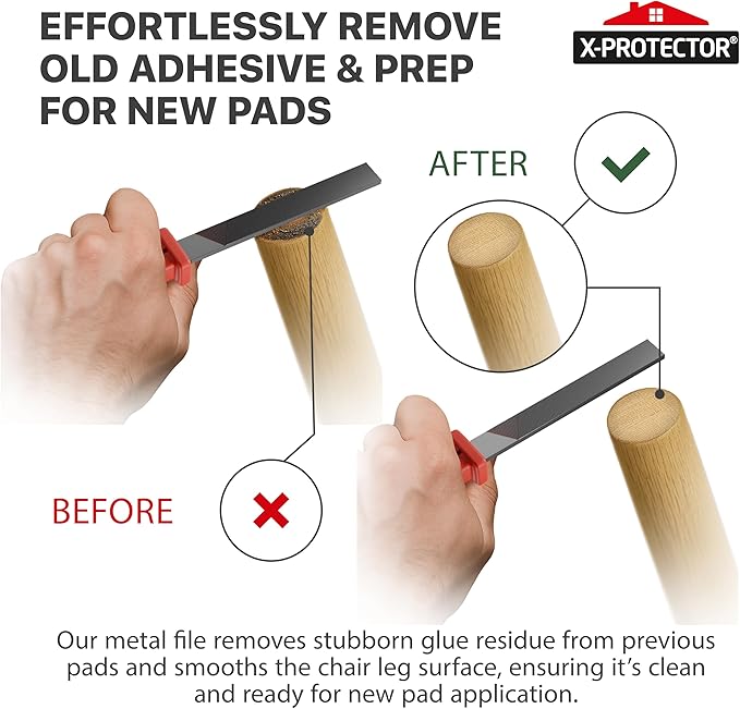 X - Protector Furniture Pads Preparation Set - Includes Metal File, Microfiber Cloth & 20 Cleaning Wipes - Furniture Surface Prep Kit for Easy Installation of Furniture Pads! | Furniture Pads - TrueDesk