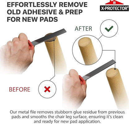 X - Protector Furniture Pads Preparation Set - Includes Metal File, Microfiber Cloth & 20 Cleaning Wipes - Furniture Surface Prep Kit for Easy Installation of Furniture Pads! | Furniture Pads - TrueDesk