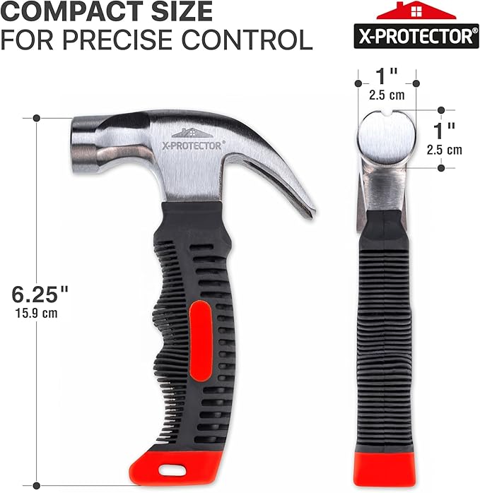 X - Protector Nail - On Furniture Pads Hammer - Small Magnetic Claw Hammer for Installing Furniture Leg Floor Protectors - Compact, Lightweight (8oz) | Claw Hammers - TrueDesk