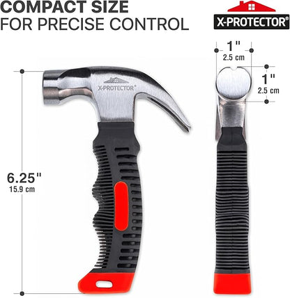 X - Protector Nail - On Furniture Pads Hammer - Small Magnetic Claw Hammer for Installing Furniture Leg Floor Protectors - Compact, Lightweight (8oz) | Claw Hammers - TrueDesk