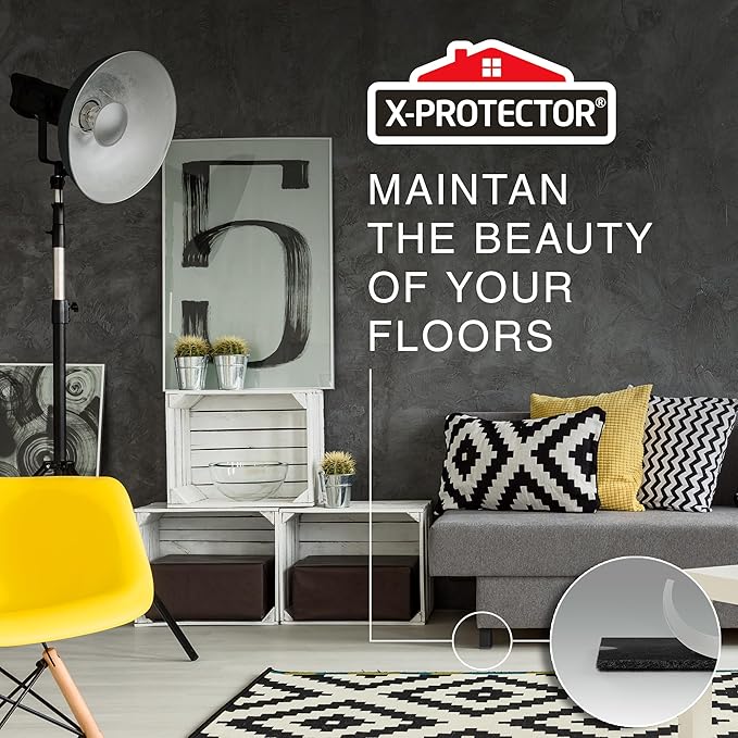 X - Protector Premium Felt Furniture Pads - 20 PCS 6 x 1/2" - Black Rectangular Pads with Tenacious Adhesive - Protects Hardwood, Laminate & Tile Floors | Furniture Pads - TrueDesk