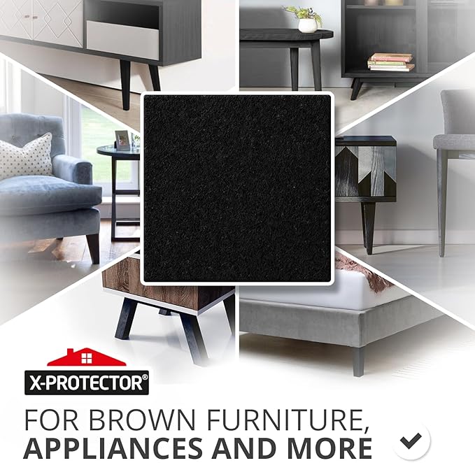 X - Protector Premium Felt Furniture Pads - 20 PCS 6 x 1/2" - Black Rectangular Pads with Tenacious Adhesive - Protects Hardwood, Laminate & Tile Floors | Furniture Pads - TrueDesk