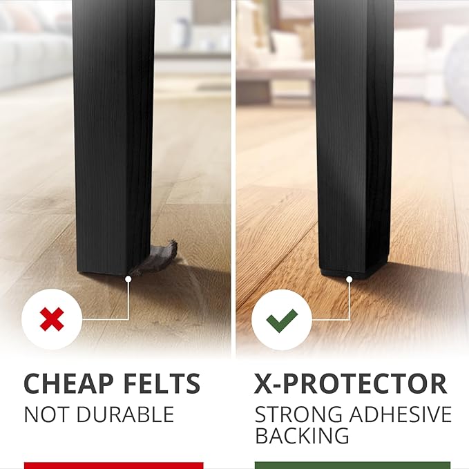 X - Protector Premium Felt Furniture Pads - 20 PCS 6 x 1/2" - Black Rectangular Pads with Tenacious Adhesive - Protects Hardwood, Laminate & Tile Floors | Furniture Pads - TrueDesk