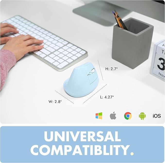X9 Performance Wireless Vertical Ergonomic Mouse - (BT + 2.4Ghz) - Click in Comfort - Up to 4000 DPI, 6 Button, Rechargeable - Bluetooth Ergonomic Vertical Mouse Wireless - for Mac and PC - Blue | Mice - TrueDesk