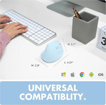 X9 Performance Wireless Vertical Ergonomic Mouse - (BT + 2.4Ghz) - Click in Comfort - Up to 4000 DPI, 6 Button, Rechargeable - Bluetooth Ergonomic Vertical Mouse Wireless - for Mac and PC - Blue | Mice - TrueDesk