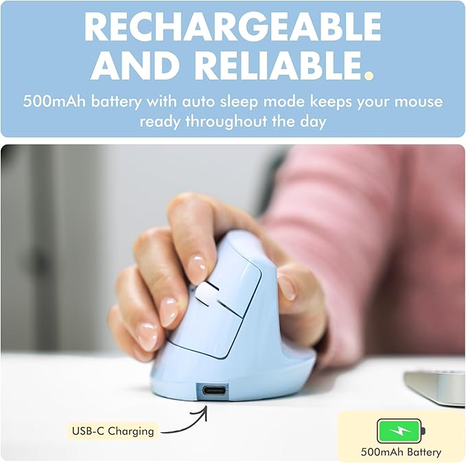 X9 Performance Wireless Vertical Ergonomic Mouse - (BT + 2.4Ghz) - Click in Comfort - Up to 4000 DPI, 6 Button, Rechargeable - Bluetooth Ergonomic Vertical Mouse Wireless - for Mac and PC - Blue | Mice - TrueDesk