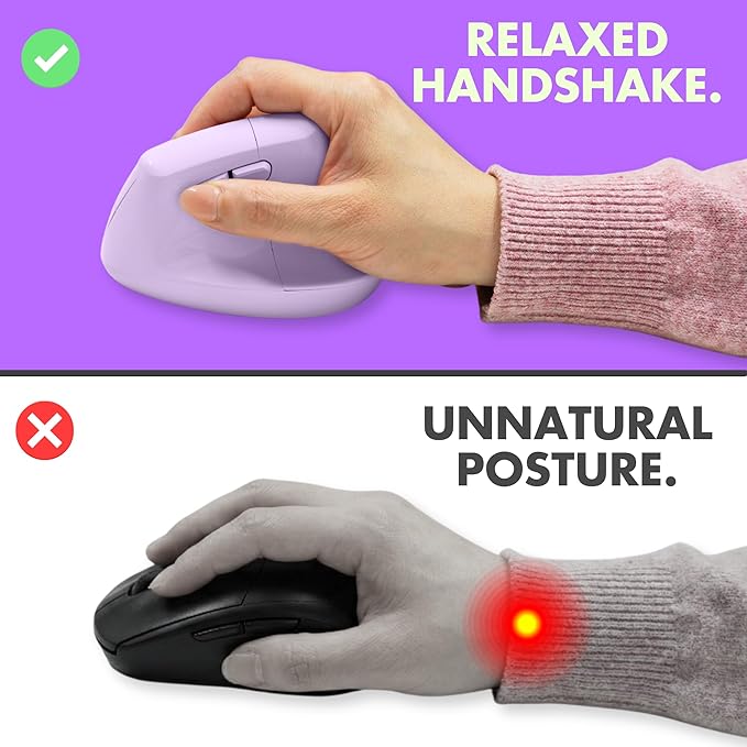 X9 Performance Wireless Vertical Ergonomic Mouse - (BT + 2.4Ghz) - Click in Comfort - Up to 4000 DPI, 6 Button, Rechargeable - Bluetooth Ergonomic Vertical Mouse Wireless - for Mac and PC - Purple | Mice - TrueDesk