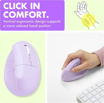X9 Performance Wireless Vertical Ergonomic Mouse - (BT + 2.4Ghz) - Click in Comfort - Up to 4000 DPI, 6 Button, Rechargeable - Bluetooth Ergonomic Vertical Mouse Wireless - for Mac and PC - Purple | Mice - TrueDesk