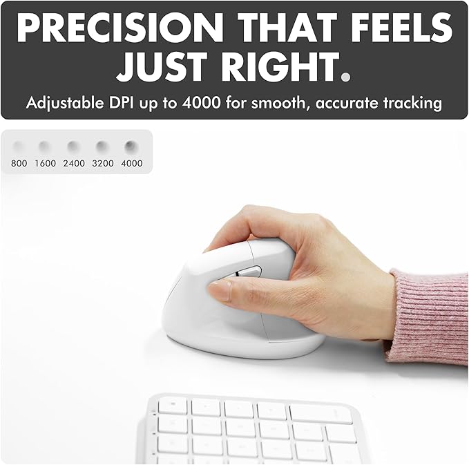 X9 Performance Wireless Vertical Ergonomic Mouse - (BT + 2.4Ghz) - Click in Comfort - Up to 4000 DPI, 6 Button, Rechargeable - Bluetooth Ergonomic Vertical Mouse Wireless - for Mac and PC - White | Mice - TrueDesk