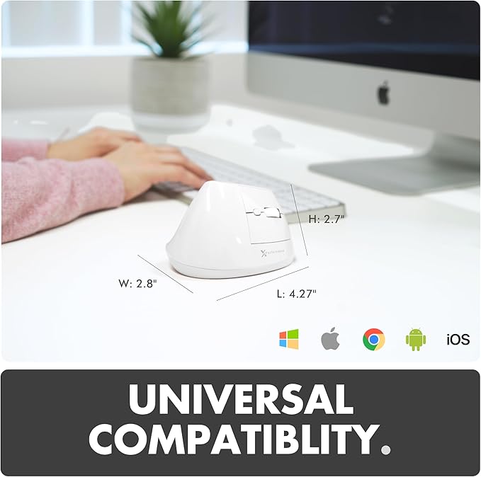 X9 Performance Wireless Vertical Ergonomic Mouse - (BT + 2.4Ghz) - Click in Comfort - Up to 4000 DPI, 6 Button, Rechargeable - Bluetooth Ergonomic Vertical Mouse Wireless - for Mac and PC - White | Mice - TrueDesk