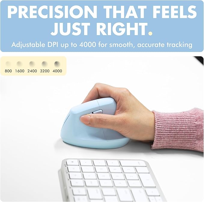 X9 Performance Wireless Vertical Ergonomic Mouse - (BT + 2.4Ghz) - Click in Comfort - Up to 4000 DPI, 6 Button, Rechargeable - Bluetooth Ergonomic Vertical Mouse Wireless - for Mac and PC - Blue | Mice - TrueDesk
