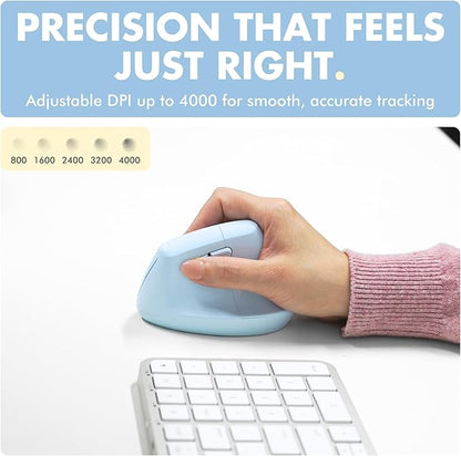 X9 Performance Wireless Vertical Ergonomic Mouse - (BT + 2.4Ghz) - Click in Comfort - Up to 4000 DPI, 6 Button, Rechargeable - Bluetooth Ergonomic Vertical Mouse Wireless - for Mac and PC - Blue | Mice - TrueDesk