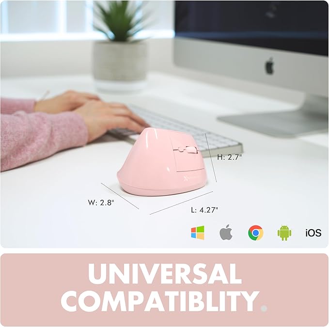 X9 Performance Wireless Vertical Ergonomic Mouse - (BT + 2.4Ghz) - Click in Comfort - Up to 4000 DPI, 6 Button, Rechargeable - Bluetooth Ergonomic Vertical Mouse Wireless - for Mac and PC - Pink | Mice - TrueDesk