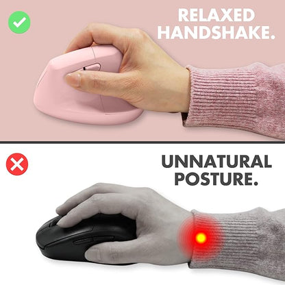 X9 Performance Wireless Vertical Ergonomic Mouse - (BT + 2.4Ghz) - Click in Comfort - Up to 4000 DPI, 6 Button, Rechargeable - Bluetooth Ergonomic Vertical Mouse Wireless - for Mac and PC - Pink | Mice - TrueDesk