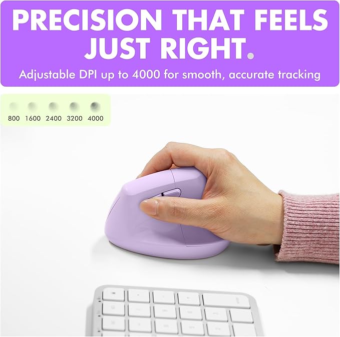 X9 Performance Wireless Vertical Ergonomic Mouse - (BT + 2.4Ghz) - Click in Comfort - Up to 4000 DPI, 6 Button, Rechargeable - Bluetooth Ergonomic Vertical Mouse Wireless - for Mac and PC - Purple | Mice - TrueDesk