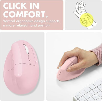 X9 Performance Wireless Vertical Ergonomic Mouse - (BT + 2.4Ghz) - Click in Comfort - Up to 4000 DPI, 6 Button, Rechargeable - Bluetooth Ergonomic Vertical Mouse Wireless - for Mac and PC - Pink | Mice - TrueDesk