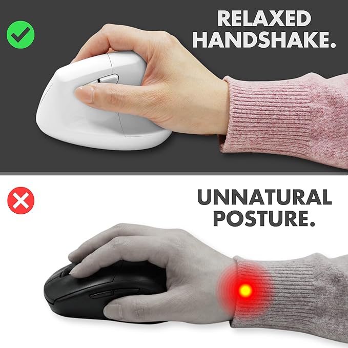 X9 Performance Wireless Vertical Ergonomic Mouse - (BT + 2.4Ghz) - Click in Comfort - Up to 4000 DPI, 6 Button, Rechargeable - Bluetooth Ergonomic Vertical Mouse Wireless - for Mac and PC - White | Mice - TrueDesk