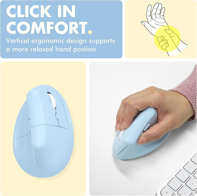 X9 Performance Wireless Vertical Ergonomic Mouse - (BT + 2.4Ghz) - Click in Comfort - Up to 4000 DPI, 6 Button, Rechargeable - Bluetooth Ergonomic Vertical Mouse Wireless - for Mac and PC - Blue | Mice - TrueDesk