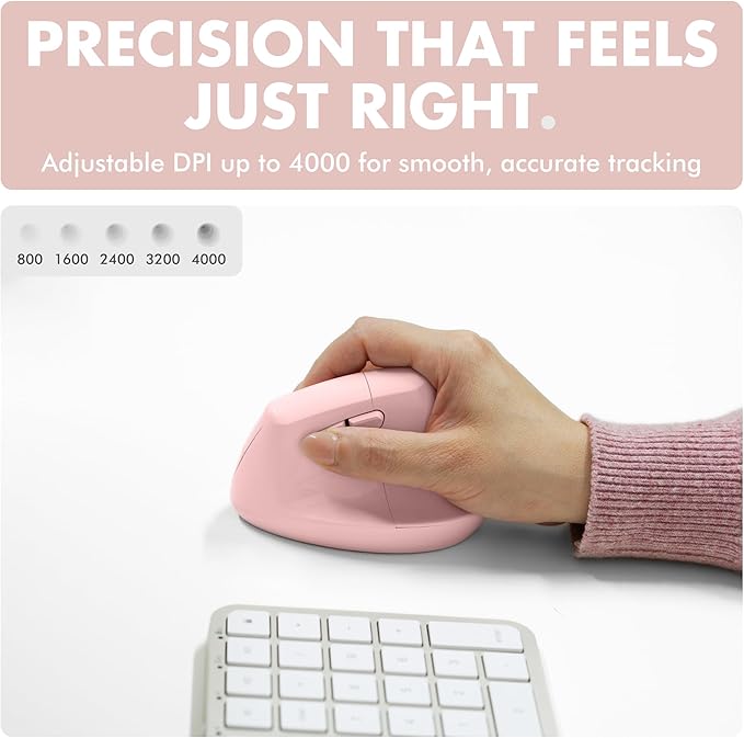 X9 Performance Wireless Vertical Ergonomic Mouse - (BT + 2.4Ghz) - Click in Comfort - Up to 4000 DPI, 6 Button, Rechargeable - Bluetooth Ergonomic Vertical Mouse Wireless - for Mac and PC - Pink | Mice - TrueDesk
