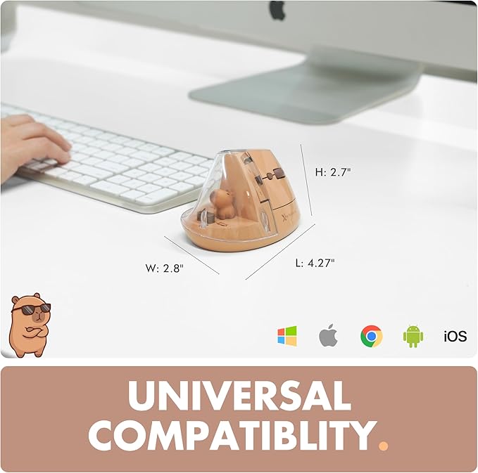 X9 Performance Wireless Vertical Ergonomic Mouse - Click with Capybara - (BT + 2.4G) Up to 4000 DPI, 6 Button, Rechargeable - Bluetooth Ergonomic Vertical Mouse Wireless - for Mac and PC - Brown | Mice - TrueDesk