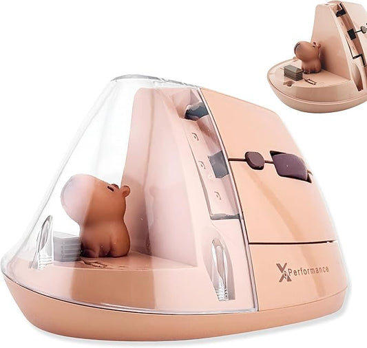 X9 Performance Wireless Vertical Ergonomic Mouse - Click with Capybara - (BT + 2.4G) Up to 4000 DPI, 6 Button, Rechargeable - Bluetooth Ergonomic Vertical Mouse Wireless - for Mac and PC - Brown | Mice - TrueDesk