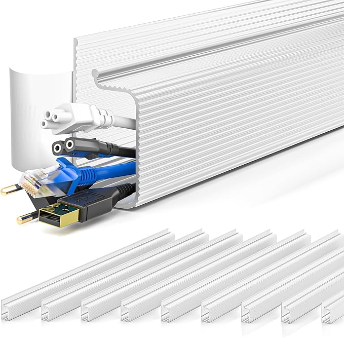 YECAYE 157in Cable Management, Cord Organizer,Easy Install Self - Adhesive Cable Organizer,Cord Management, Desk Wire Holder for Office Organization,Child and Pet Proofing, White | Cable Raceways - TrueDesk