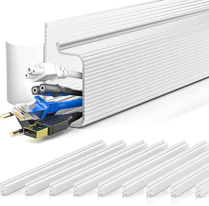 YECAYE 157in Cable Management, Cord Organizer,Easy Install Self - Adhesive Cable Organizer,Cord Management, Desk Wire Holder for Office Organization,Child and Pet Proofing, White | Cable Raceways - TrueDesk