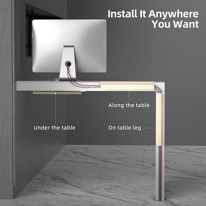 YECAYE 157in Cable Management, Cord Organizer,Easy Install Self - Adhesive Cable Organizer,Cord Management, Desk Wire Holder for Office Organization,Child and Pet Proofing, Beige | Cable Raceways - TrueDesk