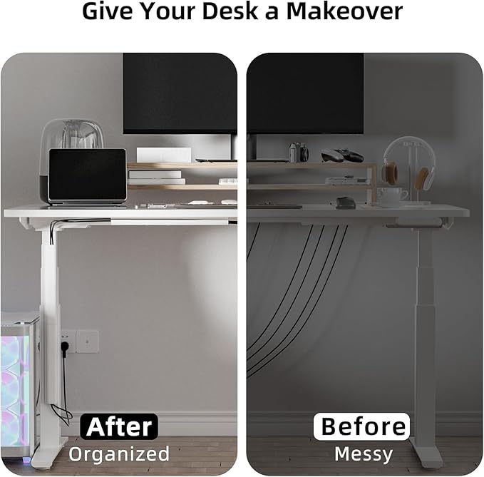 YECAYE 157in Cable Management, Cord Organizer,Easy Install Self - Adhesive Cable Organizer,Cord Management, Desk Wire Holder for Office Organization,Child and Pet Proofing, White | Cable Raceways - TrueDesk