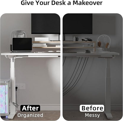 YECAYE 157in Cable Management, Cord Organizer,Easy Install Self - Adhesive Cable Organizer,Cord Management, Desk Wire Holder for Office Organization,Child and Pet Proofing, White | Cable Raceways - TrueDesk