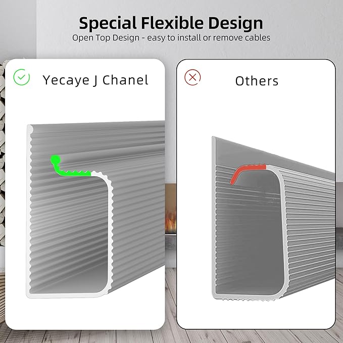 YECAYE 157in Cable Management, Cord Organizer,Easy Install Self - Adhesive Cable Organizer,Cord Management, Desk Wire Holder for Office Organization,Child and Pet Proofing, Grey | Cable Raceways - TrueDesk