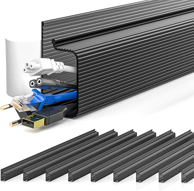 YECAYE 157in Cable Management, Cord Organizer,Easy Install Self - Adhesive Cord Hider, Cable Organizer, Cable Hider for Office Organization,Child & Pet Proof, Black | Cable Raceways - TrueDesk