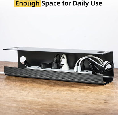 Yecaye 2 Pack Cable Management Under Desk, 31.5 in Under Desk Cable Management Tray,Cord Hider,Cord Organizer, No Screw Wire Management for Office and Home, Black | Cable Raceways - TrueDesk