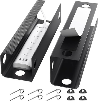 Yecaye 2 Pack Cable Management Under Desk, 31.5 in Under Desk Cable Management Tray,Cord Hider,Cord Organizer, No Screw Wire Management for Office and Home, Black | Cable Raceways - TrueDesk