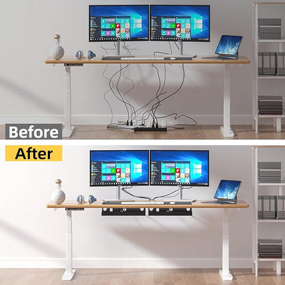 Yecaye 2 Pack Cable Management Under Desk, 31.5 in Under Desk Cable Management Tray,Cord Hider,Cord Organizer, No Screw Wire Management for Office and Home, Black | Cable Raceways - TrueDesk
