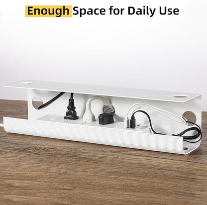 YECAYE Large Under Desk Cable Management,Easy Install Cable Management Under Desk with 4 Cord Holders & 6 Ties,Child & Pet - Safe Cord Hider,Wire Organizer,Wire Cover Tray,White | Cable Raceways - TrueDesk